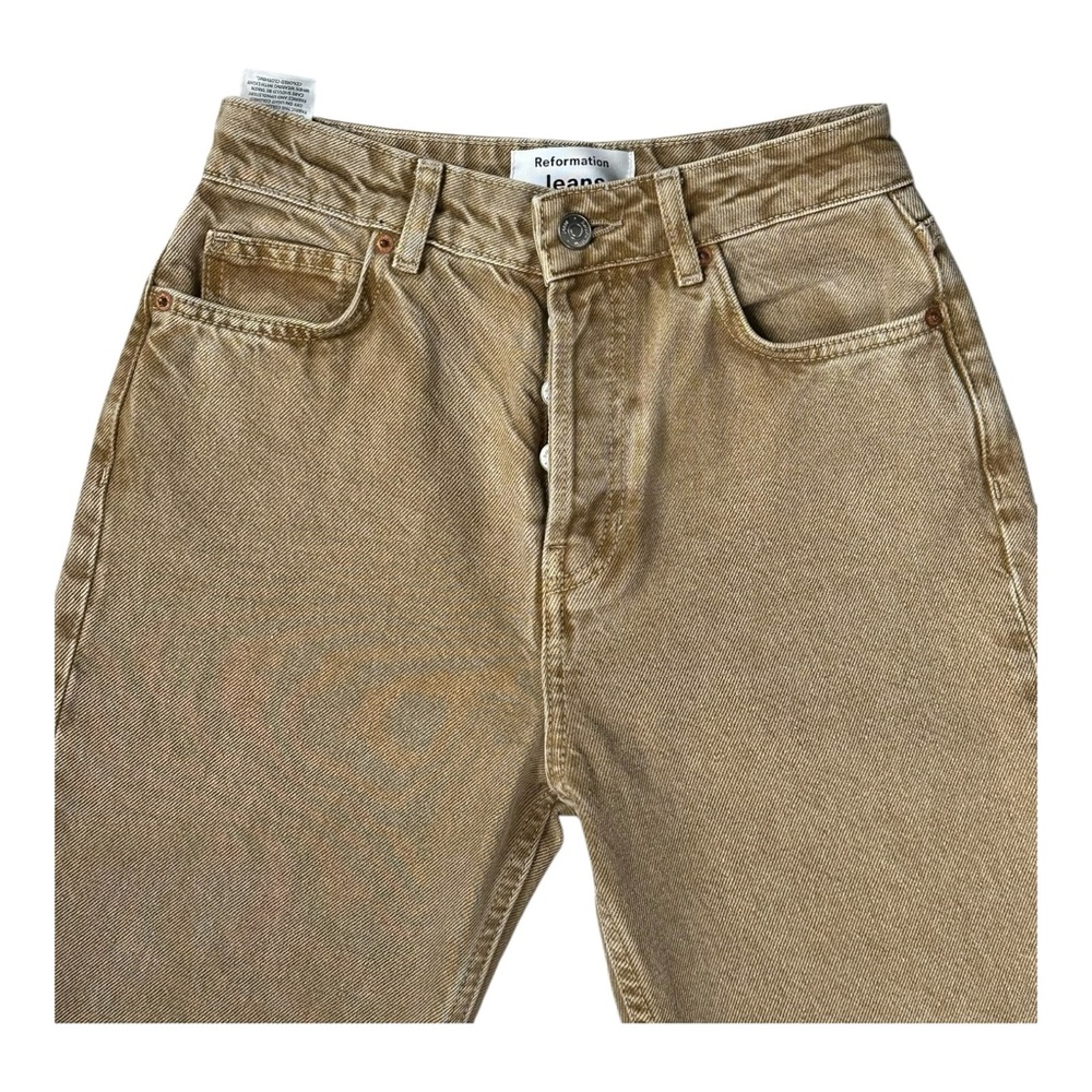 Reformation Jeans Cynthia High Rise Long Denim Almond Beige 24" x 28" inseam‎ - Picture 2 of 14